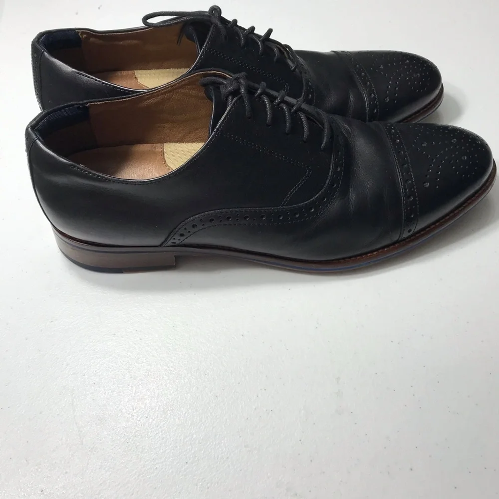 Johnston &Murphy Captoe Men's Black Leather Dress Shoes Size 13W S-03